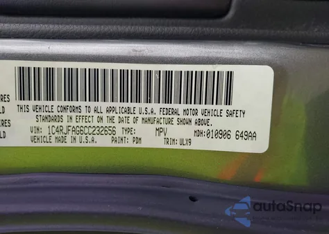 2012 Jeep Grand Cherokee Laredo z USA, uszkodzony, nr VIN 1C4RJFAG6CC232656